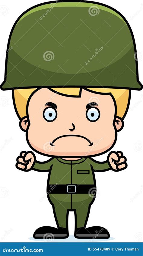 Cartoon Angry Soldier Boy stock vector. Illustration of helmet - 55478489