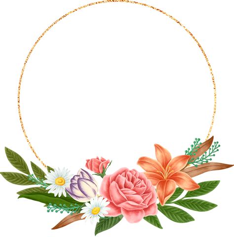 Floral Color Round Frame PNG | Flower frame, Frame template, Flower circle