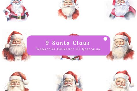 santa claus watercolor illustration collection vol. 11 | Deeezy