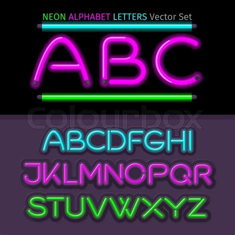 Neon alphabet font style flat design. ... | Stock vector | Colourbox