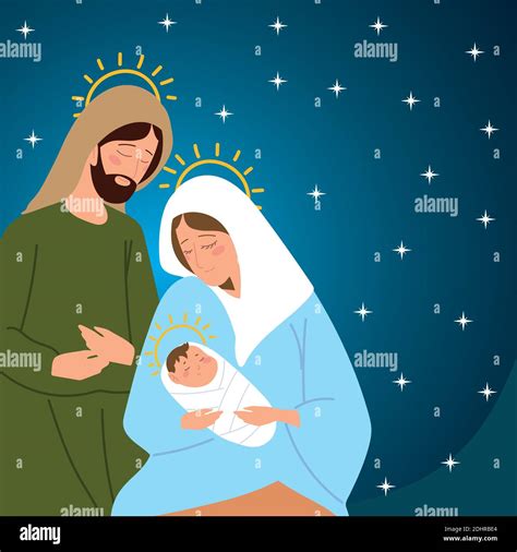 nacimiento josé maría bebé jesús pesebre y estrellas vector de fondo ilustración Imagen Vector ...