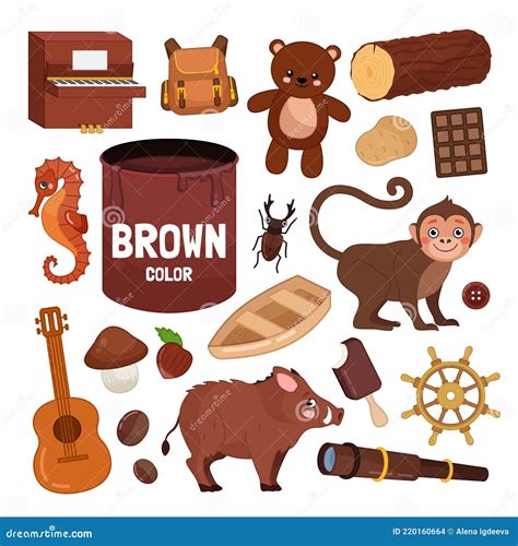 Vector Set of Brown Color Objects. Stock Vector - Illustration of color, chocolate: 220160664