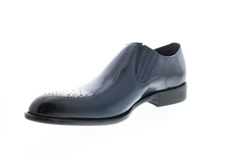 Carrucci KS479-609 Mens Blue Leather Casual Loafers & Slip Ons Shoes ...