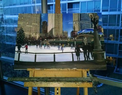 Chicago Millennium Park Oil Painting 18x12in Giclee Print - Etsy