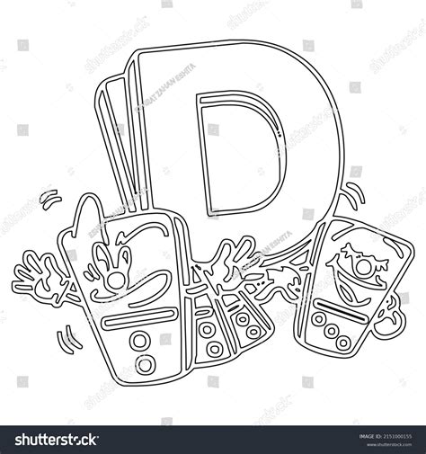 Cartoon Alphabet Coloring Book Page Set Stock Vector (Royalty Free ...