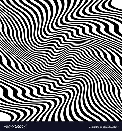 Abstract warped black and white lines background Vector Image