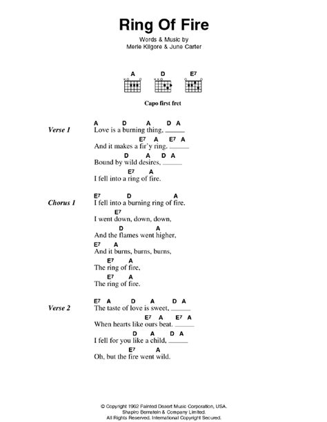 Ring Of Fire by Johnny Cash - Guitar Chords/Lyrics - Guitar Instructor