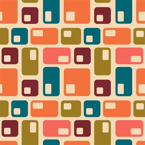 Aesthetic mid century printable seamless pattern with retro design. Decorative 50s, 60s, 70s ...