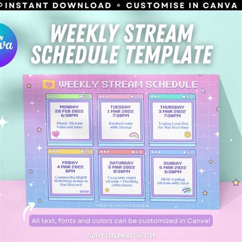 Stream Schedule Template Canva