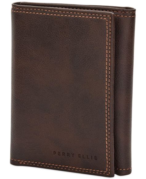 Perry Ellis Portfolio Leather Trifold Wallet in Brown for Men | Lyst