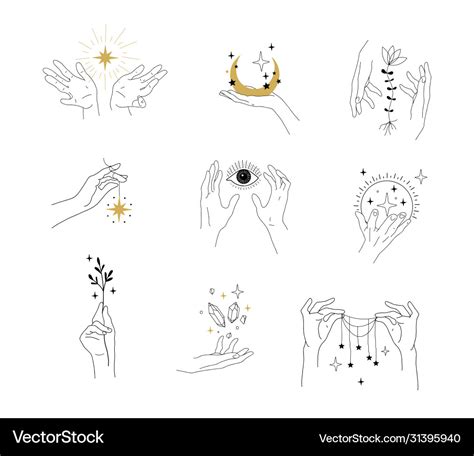 Set modern simple magic drawings with crystals Vector Image