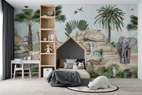 Kids room wallpaper design - wild animals of Africa