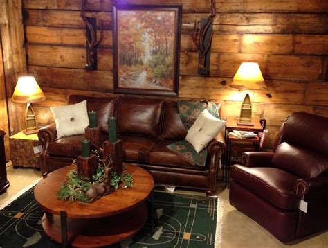 Log Cabin Small Living Room Ideas With Brown Leather Sofa And Brown Varnished Round Wo… | Rustic ...