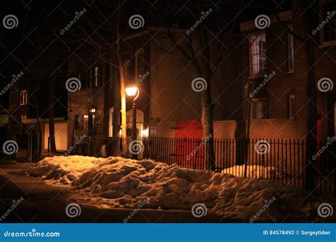 Night Winter City Streetlights Stock Photo - Image of illumination ...