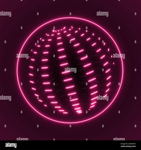 Sphere particles in bright red color - abstract illustration on a dark background. Science and ...