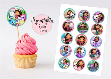 Gabby Dollhouse Cupcake Toppers Printable PDF 2 Inch - Etsy