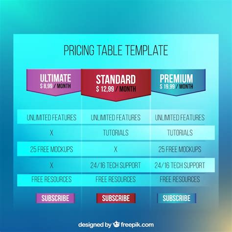Free Vector | Pricing table set