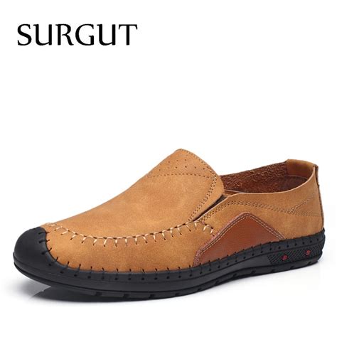 SURGUT Comfortable Men Casual Shoes High Quality Fashion Slip On Cow ...