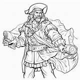 Pirate With Barrel Of Rum Coloring Page For Kids  Premium AI Generated sketch template