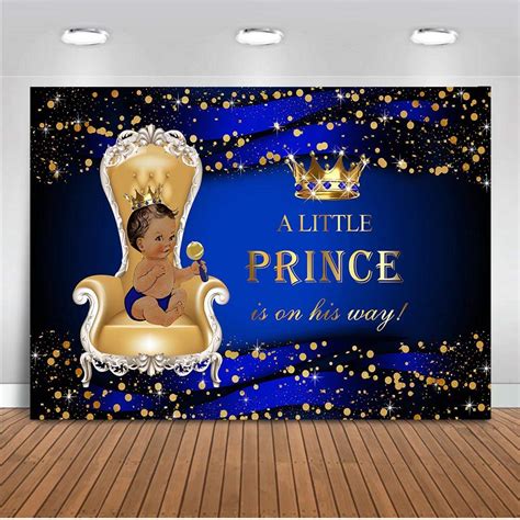 Buy Moca Princess Baby Shower Photo Backdrop 7x5ft Welcome Little Prince Dark Skin Boy Royal ...