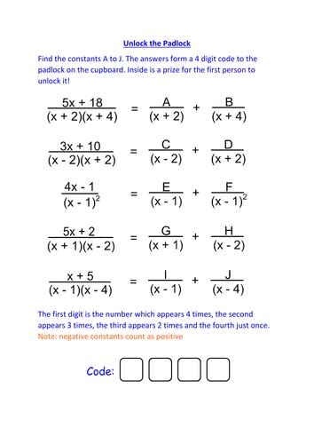 Partial Fractions Worksheet With Solutions Pdf - Brian Harrington's ...