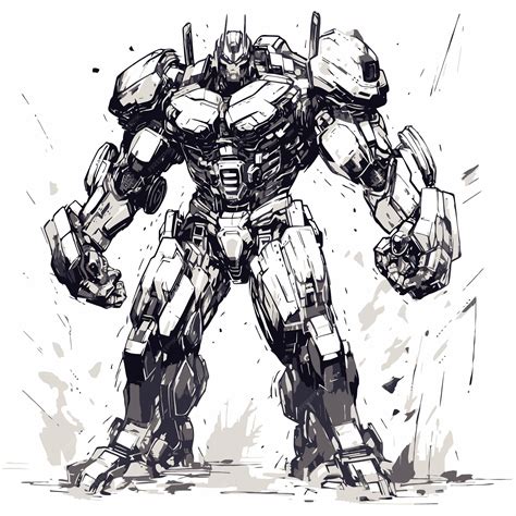 Premium Vector | Combat robot sketch