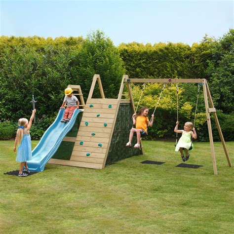 Plum Kids Swing Slide & Climb Wooden Playground | Buy Outdoor Playsets - 5036523048255