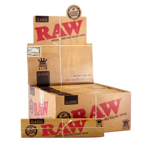 Global Featured 25 Packs Raw Classic King Size Slim Natural Unrefined Rolling Papers Free Ship ...