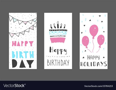 Set of birthday greeting cards design colour Vector Image