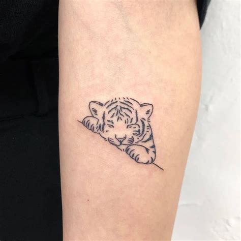 Cute Tiger Outline Tattoo