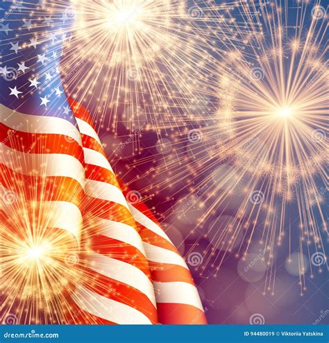 Fireworks Background for 4th of July Independense Day with American ...