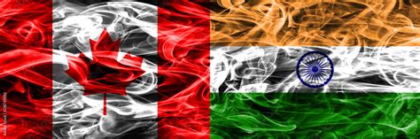 Canada vs India smoke flags placed side by side. Canadian and India ...