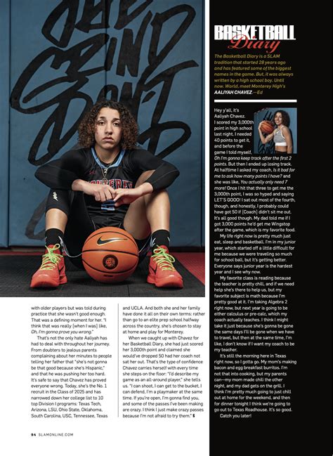 Aaliyah Chavez is the FIRST High School Girl EVER to Write the SLAM HS Diary