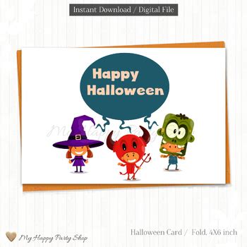 Halloween Card, Happy Halloween Greeting Card, Kids Halloween 4"X6 ...