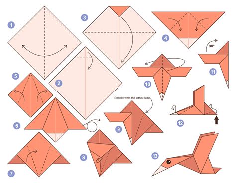 Pelican origami scheme tutorial moving model. Origami for kids. Step by ...