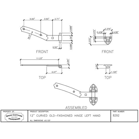 Snug Cottage [8292-12ACP] Forged Steel Gate Strap Hinge Set - Old Fashioned Curved - Adjustable ...