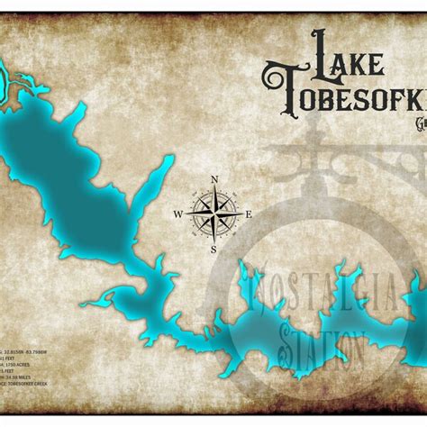 Lake Tobesofkee Map - Etsy