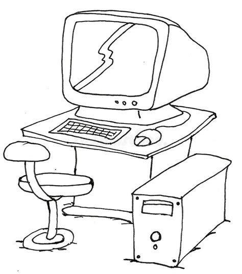 Hand Drawing Computer Coloring Page Stock Illustration - Illustration of office, screen: 75767480