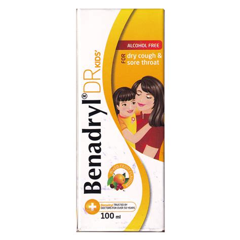 Buy Benadryl DR Kids Syrup for Dry Cough & Sore Throat, 100 ml | 19 Minutes Delivery | Apollo ...