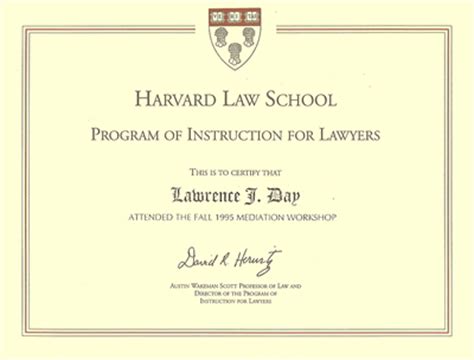 Harvard Law Degree Certificate