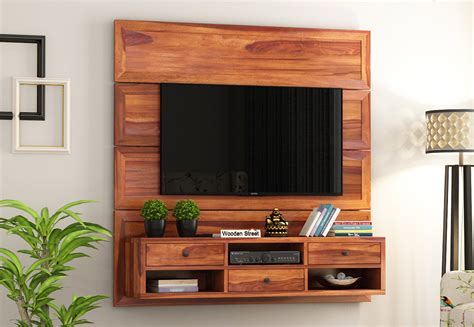 Buy Snapple Wall Mount Tv Unit (Honey Finish) Online in India - Wooden ...