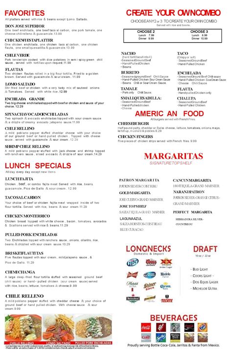 Don Jose Wichita Falls Menu – Don Jose