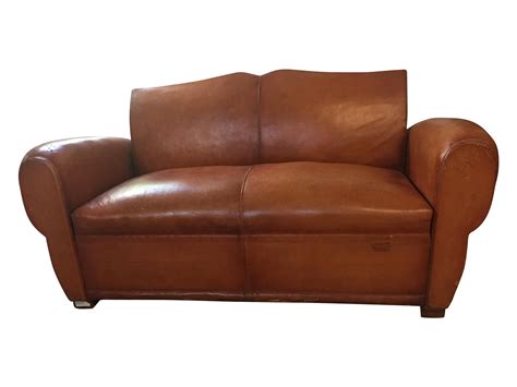 1940's Vintage Brown Leather Sleeper Sofa | Chairish