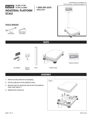 Uline Industrial Platform Scale Manuel utilisateur | Manualzz