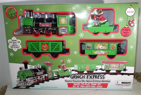 Dr Seuss The Grinch Train Set 3-D Grinch Light & Sound 12 piece Xmas ...