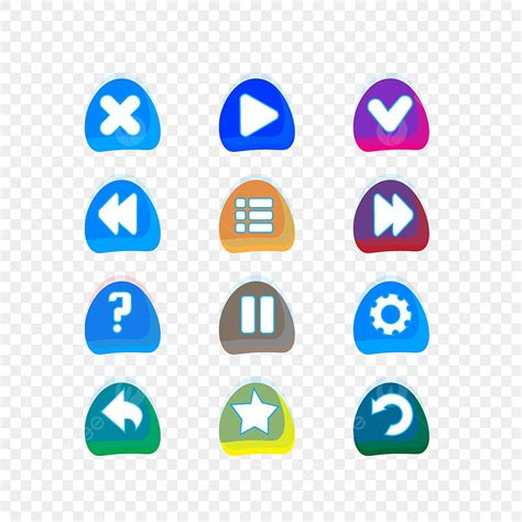 Gaming Set Clipart PNG Images, Game Button Sets Play Pause Share ...