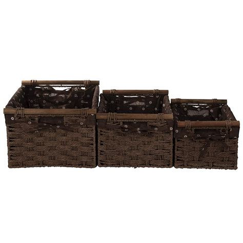 Storage Baskets - 3 Piece Wicker Baskets for Shelves - Walmart.com - Walmart.com