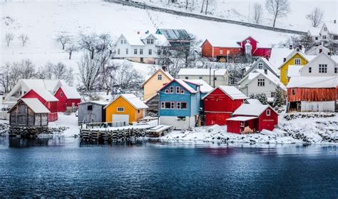 Premium Photo | Norwegian fjords in winter