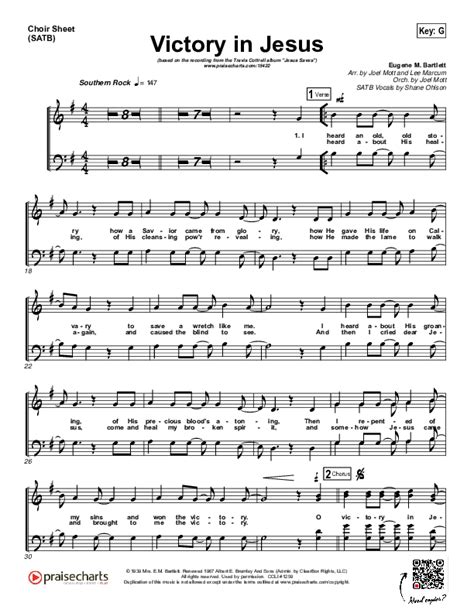 Victory In Jesus Sheet Music PDF (Travis Cottrell) - PraiseCharts