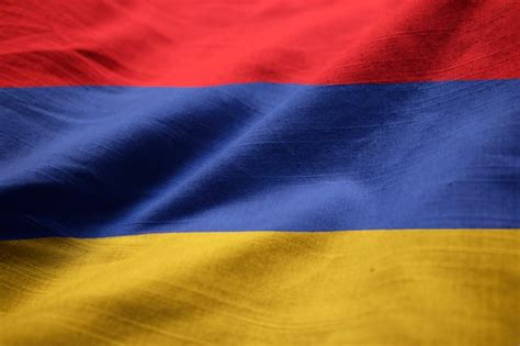 Premium Photo | Closeup of ruffled armenian ssr flag, armenian ssr flag ...